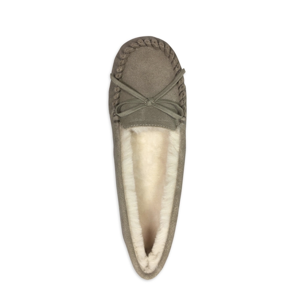 Women's Suede Moccasin Slippers - Gray